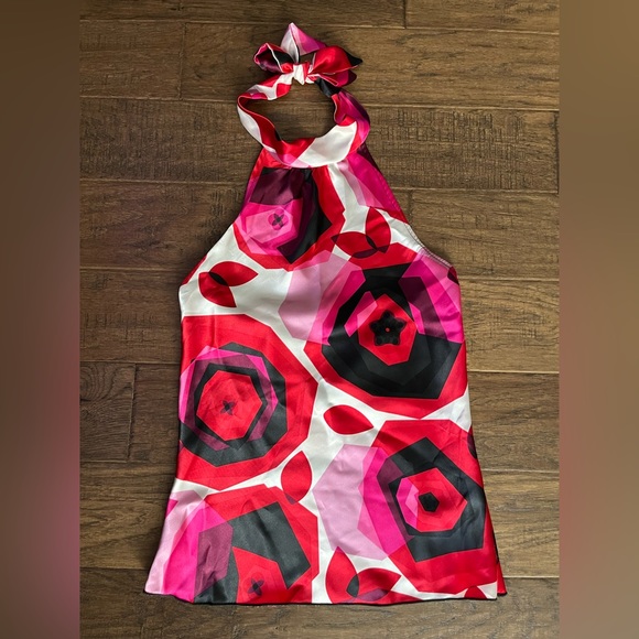 A. Byer Tops - Pink and Red Shiny Halter Top (M)